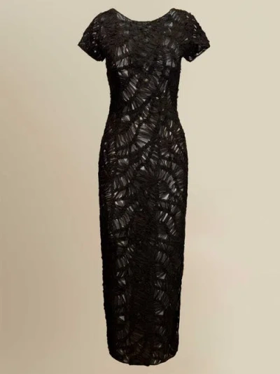 Contessa Mills Fleur Sheer Italian Lace Maxi Dress In Black
