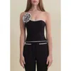 Contessa Mills Helix Form-fitting Stretch Wool Top In Black