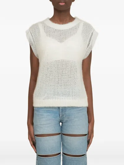 Contessa Mills Laissez Open-knit Sweater In White