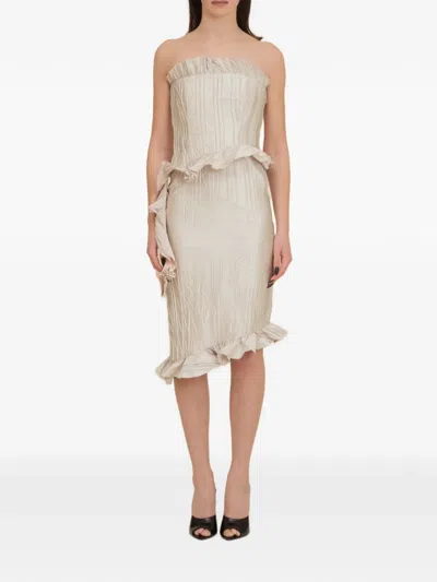 Contessa Mills Le Fay Ruffled Pleated Top In Neutral