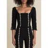 Contessa Mills Leo Structured Sateen Cutout Top In Black