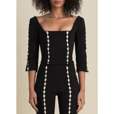 Contessa Mills Leo Structured Sateen Cutout Top In Black