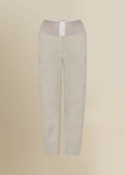 Contessa Mills Linen Laissez High-waisted Stretch Pants In Blue