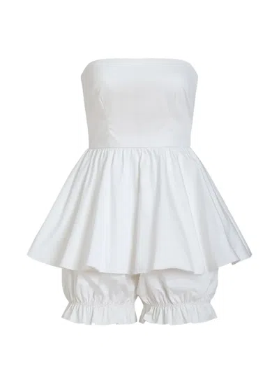 Contessa Mills Lulu Peplum-hem Romper In White