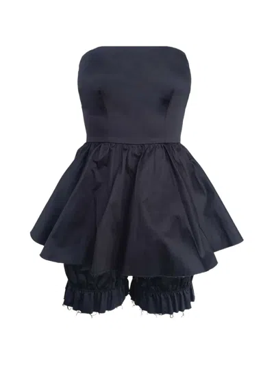 Contessa Mills Lulu Peplum-waist Romper In Black