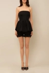 Contessa Mills Lulu Structured Poplin Corset Inspired Romper In Black