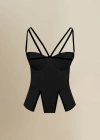 Contessa Mills Madeleine Fitted Corset-inspired Poplin Top In Black