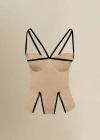 Contessa Mills Madeleine Fitted Corset-inspired Poplin Top In Neutral