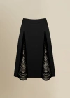 Contessa Mills Madeleine Soft Fringe-trimmed Stretch Cotton Poplin Skirt In Black