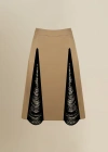 Contessa Mills Madeleine Soft Fringe-trimmed Stretch Cotton Poplin Skirt In Gold