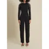 Contessa Mills Medusa Fringe Loose-fit Double-pleat Stretch Crepe Trousers In Black
