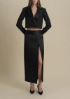 Contessa Mills Morgaine Mid-rise Fluid Elegant Shiny Sateen Skirt In Black