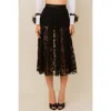Contessa Mills Raven Lace Satin-trim Skirt In Black