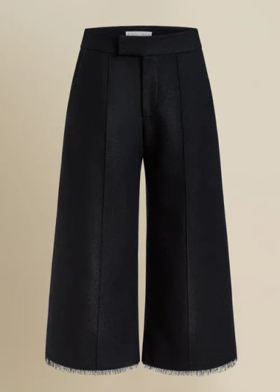 Contessa Mills Salem Structured Thick Wool Ruffled-hem Pant In Black
