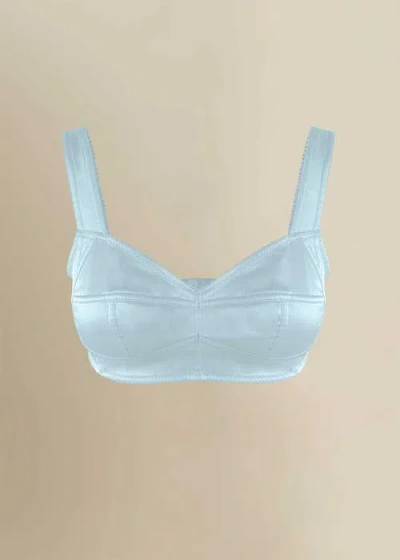 Contessa Mills Seraphim Stretch Satin Comfort Bralette In Blue