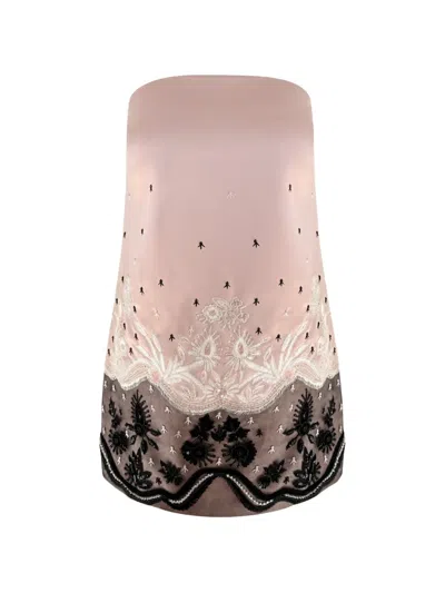 Contessa Mills Embellished Sofia Loose-fit Satin Mini Dress In Black