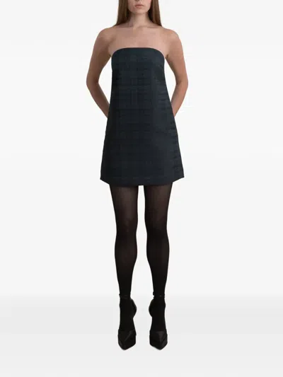 Contessa Mills Sophia Plaid Japanese Jacquard Mini Dress In Black