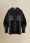 Contessa Mills Tarot Stretch-linen Oxford Shirt In Black