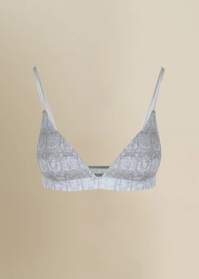 Contessa Mills Tarot Stretchy Flattering Satin-trim Mesh Bralette In Gray