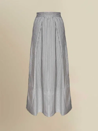Contessa Mills Thomasin Striped Cotton Poplin Maxi Skirt In Multi