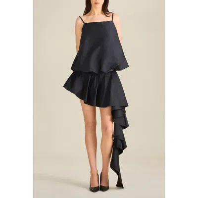 Contessa Mills Todd Adjustable Strap Bubble Camisole Top In Black