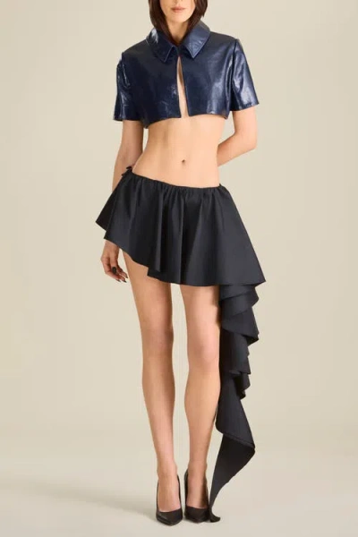 Contessa Mills Todd Gathered Asymmetric Mini Skirt In Black