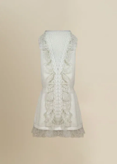 Contessa Mills Wildes Soft Warm Lace-trimmed Wool Knit Skirt In White