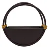 Contessa Mills World Bag Grand Elegant Structured Italian Leather Moon-shaped Handbag In Brown