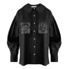 Contessa Mills Tarot Stretch-linen Oxford Shirt In Black