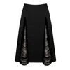 Contessa Mills Madeleine Soft Fringe-trimmed Stretch Cotton Poplin Skirt In Black
