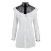 Contessa Mills Empress Oversized Lace-trim Cotton Poplin Shirt Dress In White