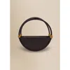Contessa Mills World Bag Grand Elegant Structured Italian Leather Moon-shaped Handbag In Brown