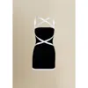 Contessa Mills X Fitted Stretch-linen Mini Dress In Black