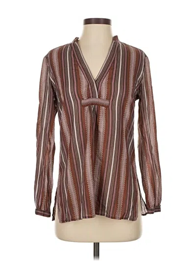 Pre-owned Context Long Sleeve Blouse In Brown