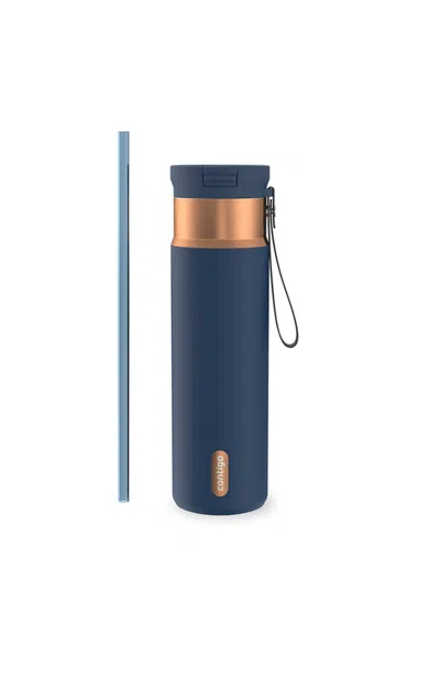 Contigo Snapseal 24 oz Leakproof Stainless Steel Bottle With Carrying Strap And Reusable Straw In Blue