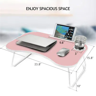 Contihome Laptop Stand For Bed,portable Lap Desk,23.8"*15.8"*10" In Pink