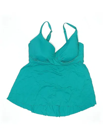 Pre-owned Contours By Coco Reef Swimsuit Top Teal Solid Pattern Swimwear In Blue