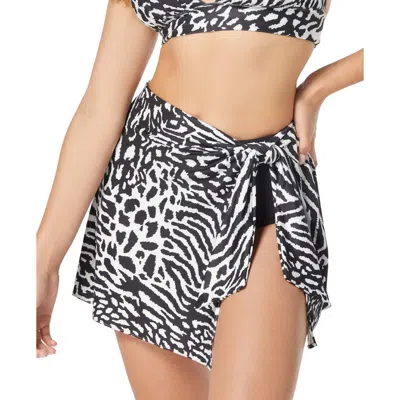 Contours By Coco Reef Womens Sarong Animal Print Swim Bottom Separates In Black