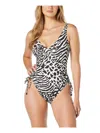 Contours By Coco Reef Womens Zebra Shirred One-piece Swimsuit In Multi
