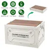 Contrain 1pc Folding Storage Bin Camping Collapsible Organizer Box Stackable Grocery Container Shelf Baskets  In White
