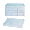 Contrain 56l Collapsible Storage Bins With Dustproof Lid Waterproof Interior Bag Handle Stackable Storage Box In Blue