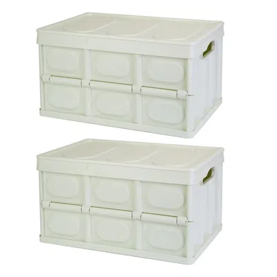 Contrain 56l Collapsible Storage Bins With Dustproof Lid Waterproof Interior Bag Handle Stackable Storage Box In White