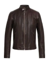 Contrastway Man Jacket Chocolate Brown Size Xxl Leather In Brown