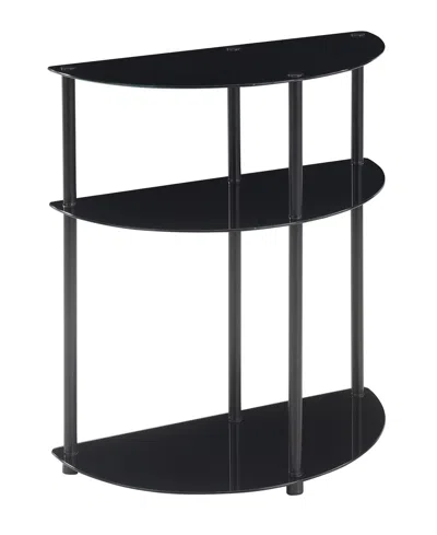 Convenience Concepts 12" Glass Half-circle Entryway Hall Table In Black