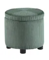 Convenience Concepts 15.75" Designs4comfort Round Corduroy Accent Storage Ottoman With Reversible Tray