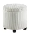 Convenience Concepts 15.75" Designs4comfort Round Corduroy Accent Storage Ottoman With Reversible Tray