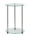 Convenience Concepts 15.75" Glass Designs2go 2 Tier Round End Table In Glass