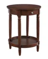 Convenience Concepts 18" Wood French Country Manor No Tools Round End Table In Brown