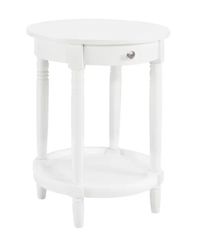 Convenience Concepts 18" Wood French Country Manor No Tools Round End Table In White