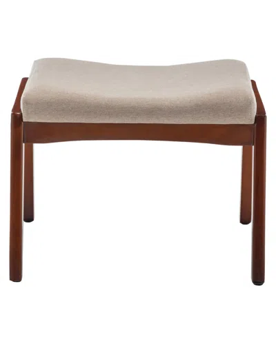 Convenience Concepts 19.75" Fabric, Polyester Natalie Accent Ottoman Stool In Sandy Beige Fabric,espresso